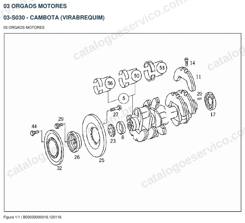 Vista explodida do catálogo de peças do motor Mercedes-Benz OM 444 — figura 2