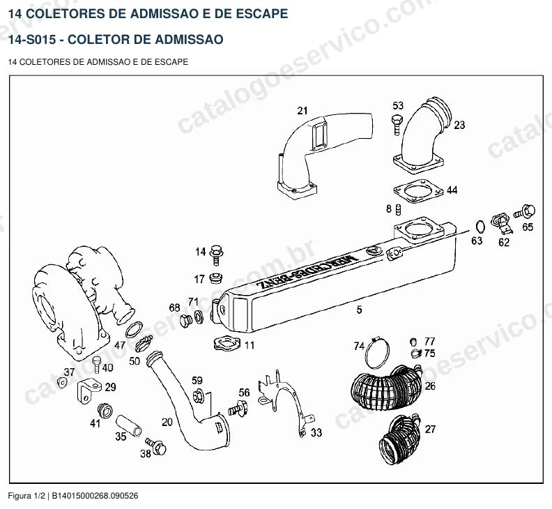 Vista explodida do catálogo de peças do motor Mercedes-Benz OM 460 — figura 3
