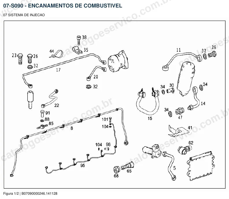 Vista explodida do catálogo de peças do motor Mercedes-Benz OM 460 — figura 4