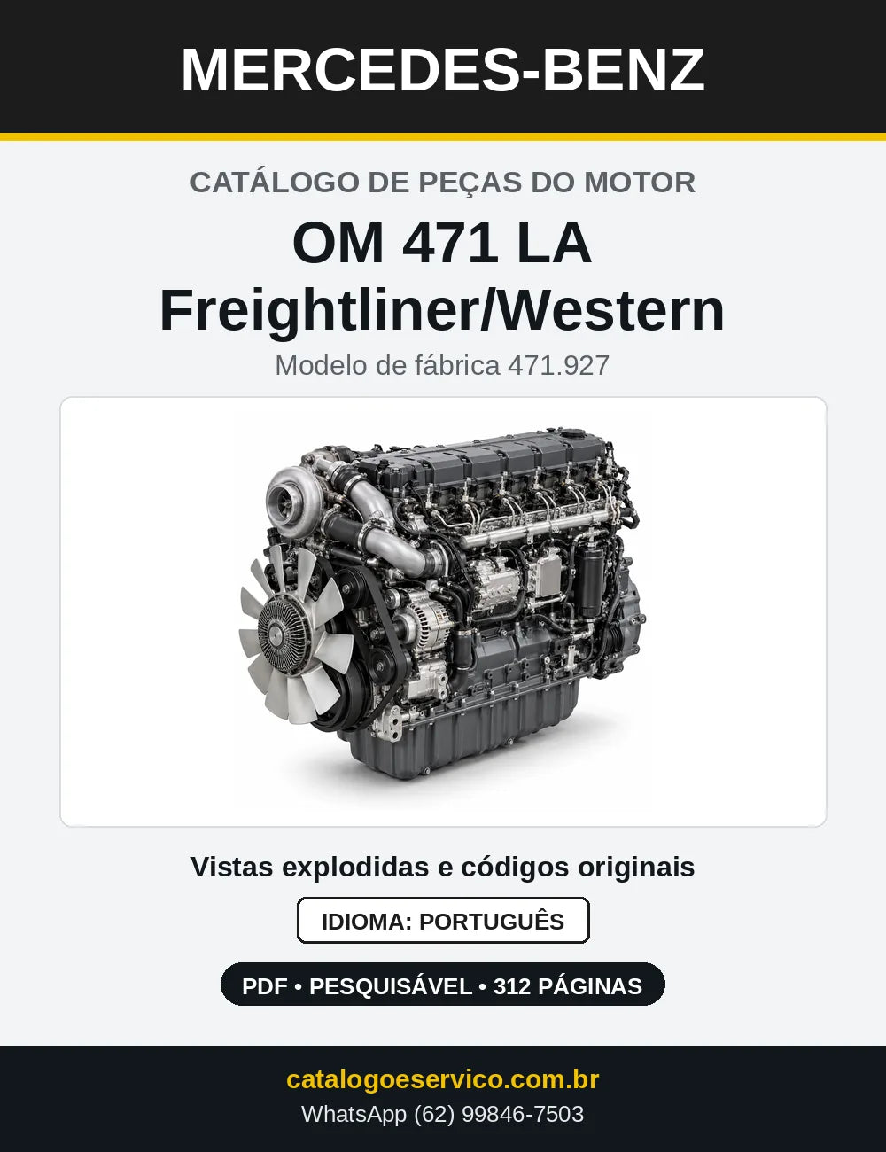 Capa do catálogo de peças do motor Mercedes-Benz OM 471 em PDF