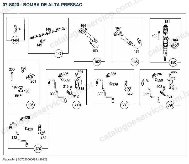 Vista explodida do catálogo de peças do motor Mercedes-Benz OM 472 — figura 2