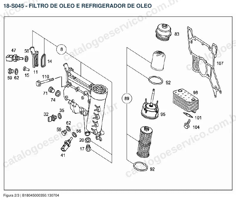 Vista explodida do catálogo de peças do motor Mercedes-Benz OM 501 — figura 2