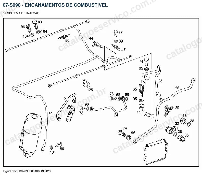 Vista explodida do catálogo de peças do motor Mercedes-Benz OM 501 — figura 3