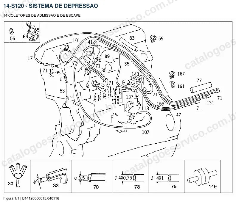 Vista explodida do catálogo de peças do motor Mercedes-Benz OM 602 — figura 2