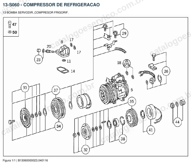 Vista explodida do catálogo de peças do motor Mercedes-Benz OM 602 — figura 3