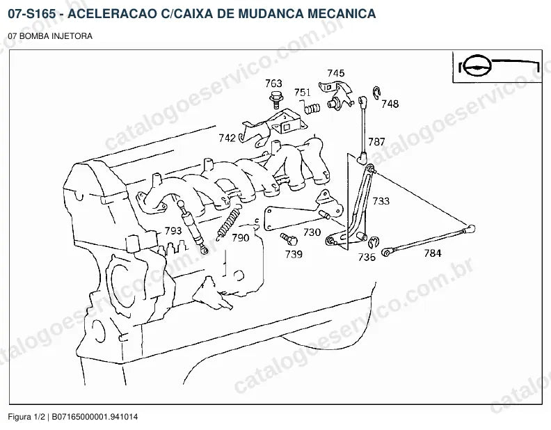 Vista explodida do catálogo de peças do motor Mercedes-Benz OM 603 — figura 4