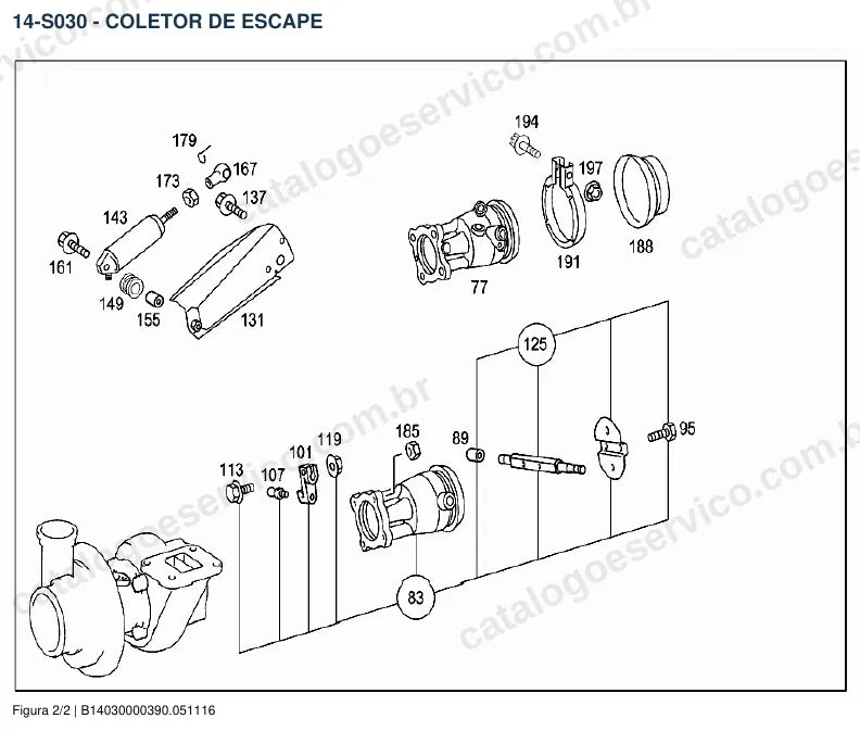 Vista explodida do catálogo de peças do motor Mercedes-Benz OM 902 — figura 4