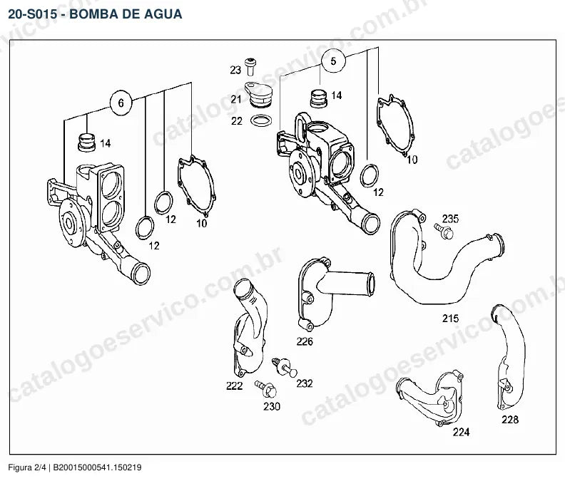 Vista explodida do catálogo de peças do motor Mercedes-Benz OM 924 — figura 2