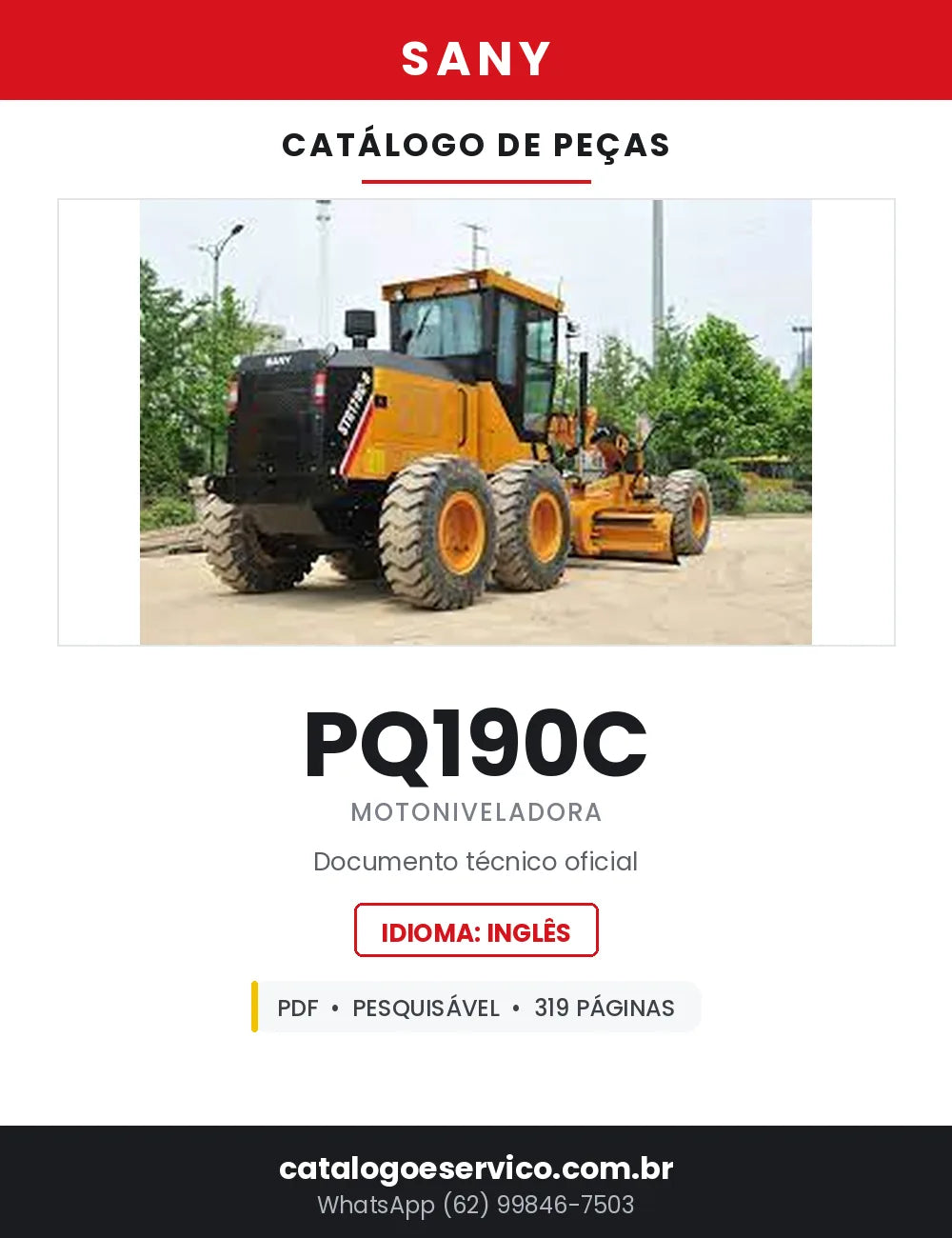 Catálogo de Peças SANY PQ190C Motoniveladora — 319 Páginas em PDF — capa