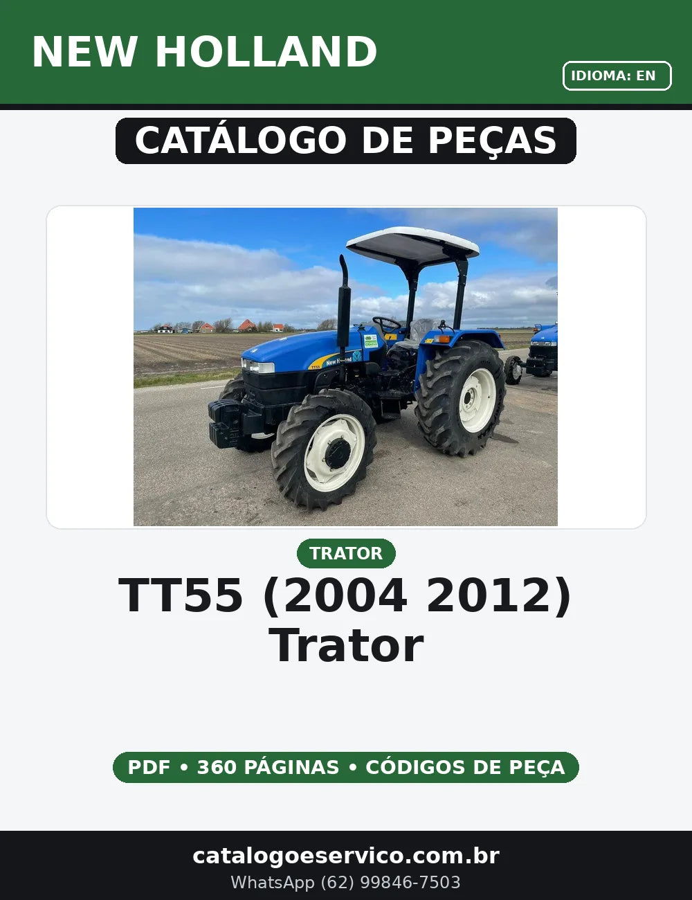 Catalogo De Peças NEW HOLLAND - TT55 - (2004-2012) - Trator — capa do catálogo de peças