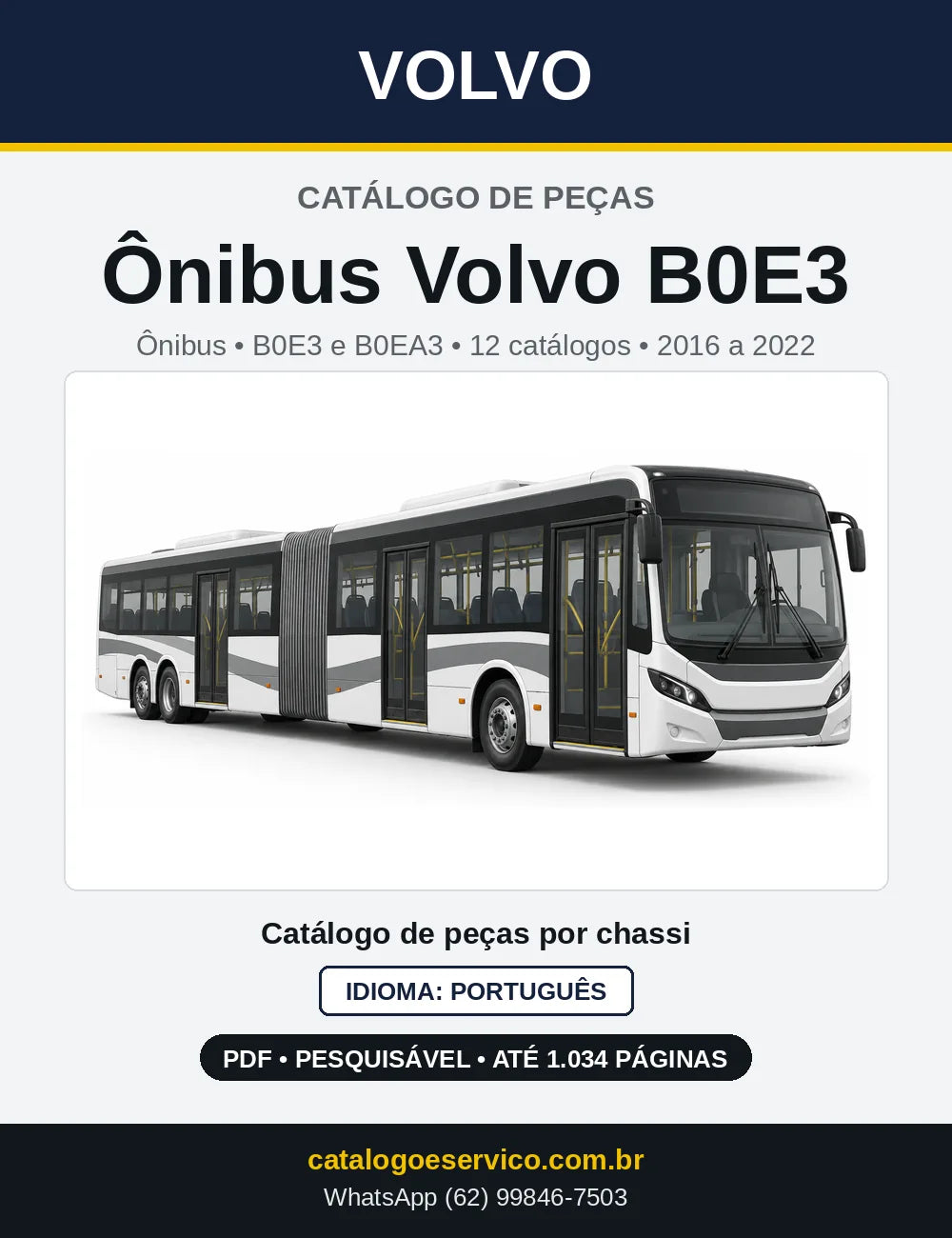 Capa do Catálogo de Peças Ônibus Volvo B0E3 e B0EA3 em PDF