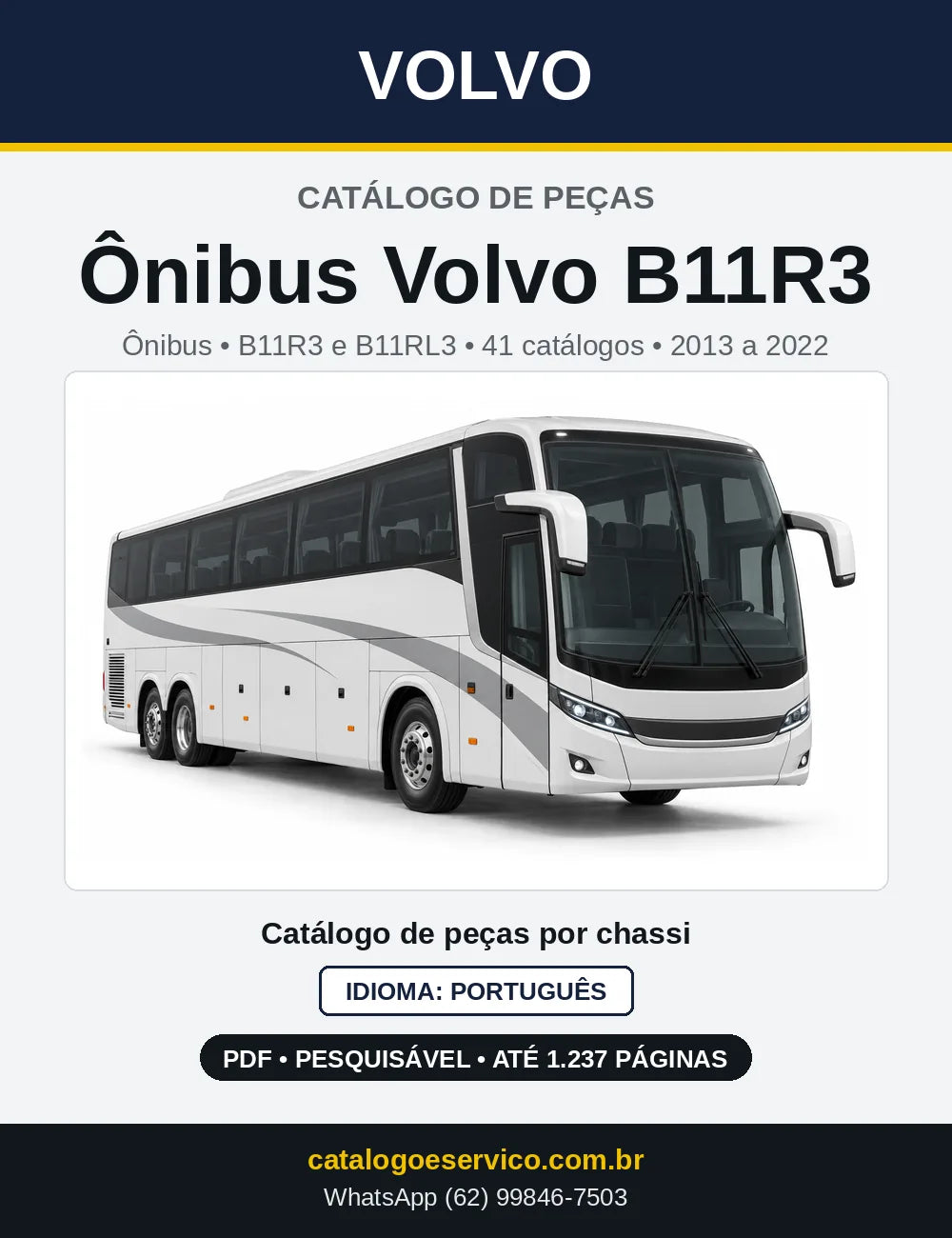 Capa do Catálogo de Peças Ônibus Volvo B11R3 e B11RL3 em PDF