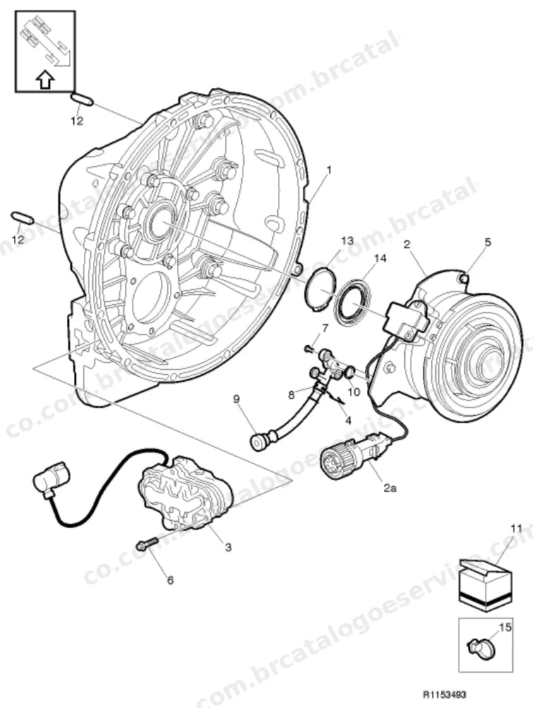 Vista explodida do grupo transmissão no Catálogo de Peças Ônibus Volvo B12R