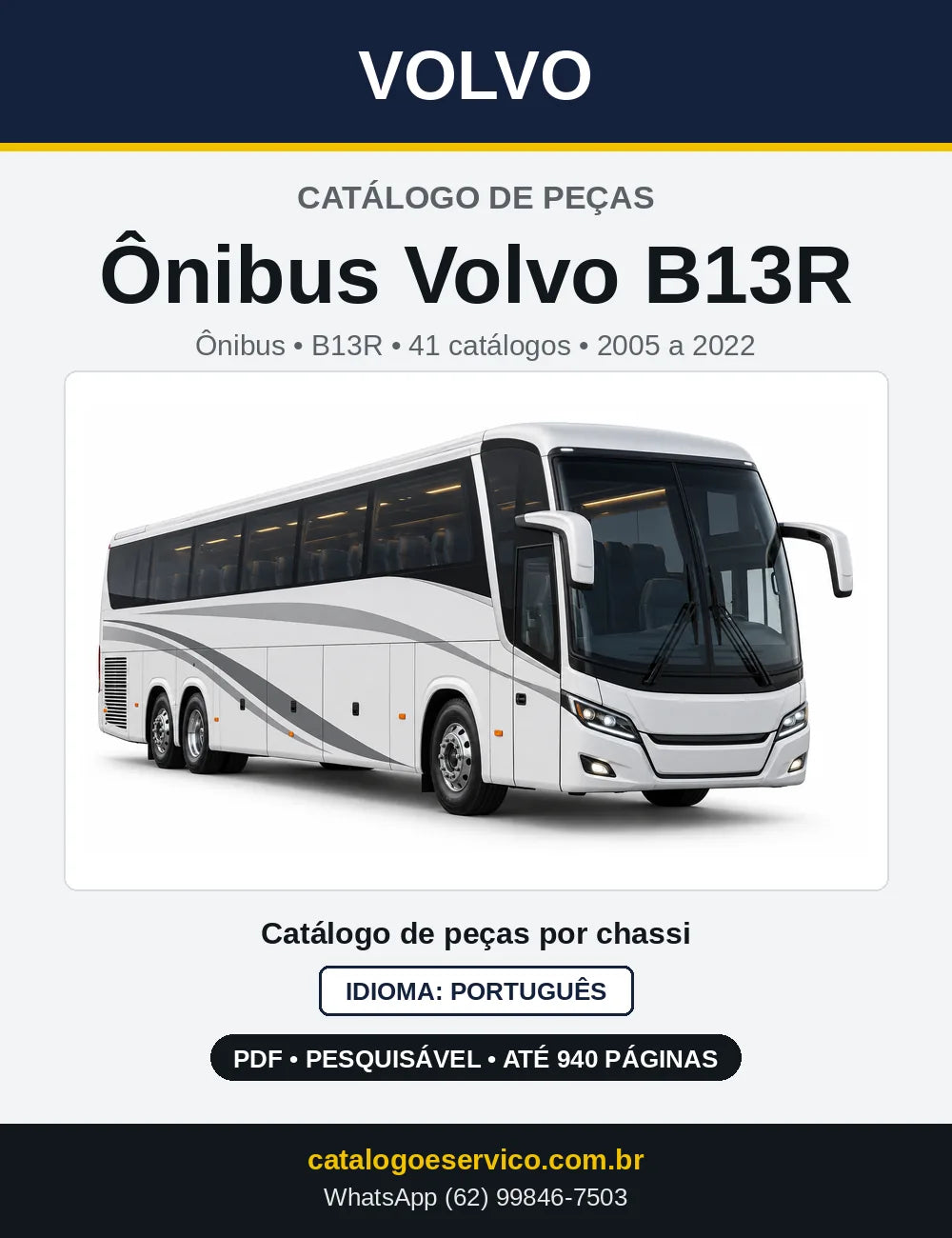 Capa do Catálogo de Peças Ônibus Volvo B13R em PDF