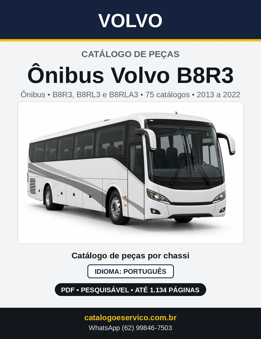 Capa do Catálogo de Peças Ônibus Volvo B8R3, B8RL3 e B8RLA3 em PDF