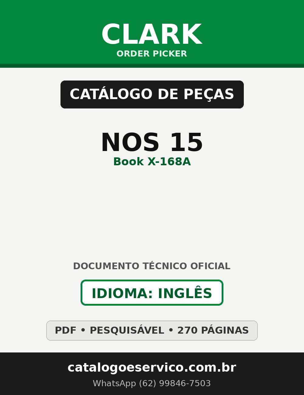 Catálogo de Peças Order Picker Clark NOS 15 (Book X-168A)