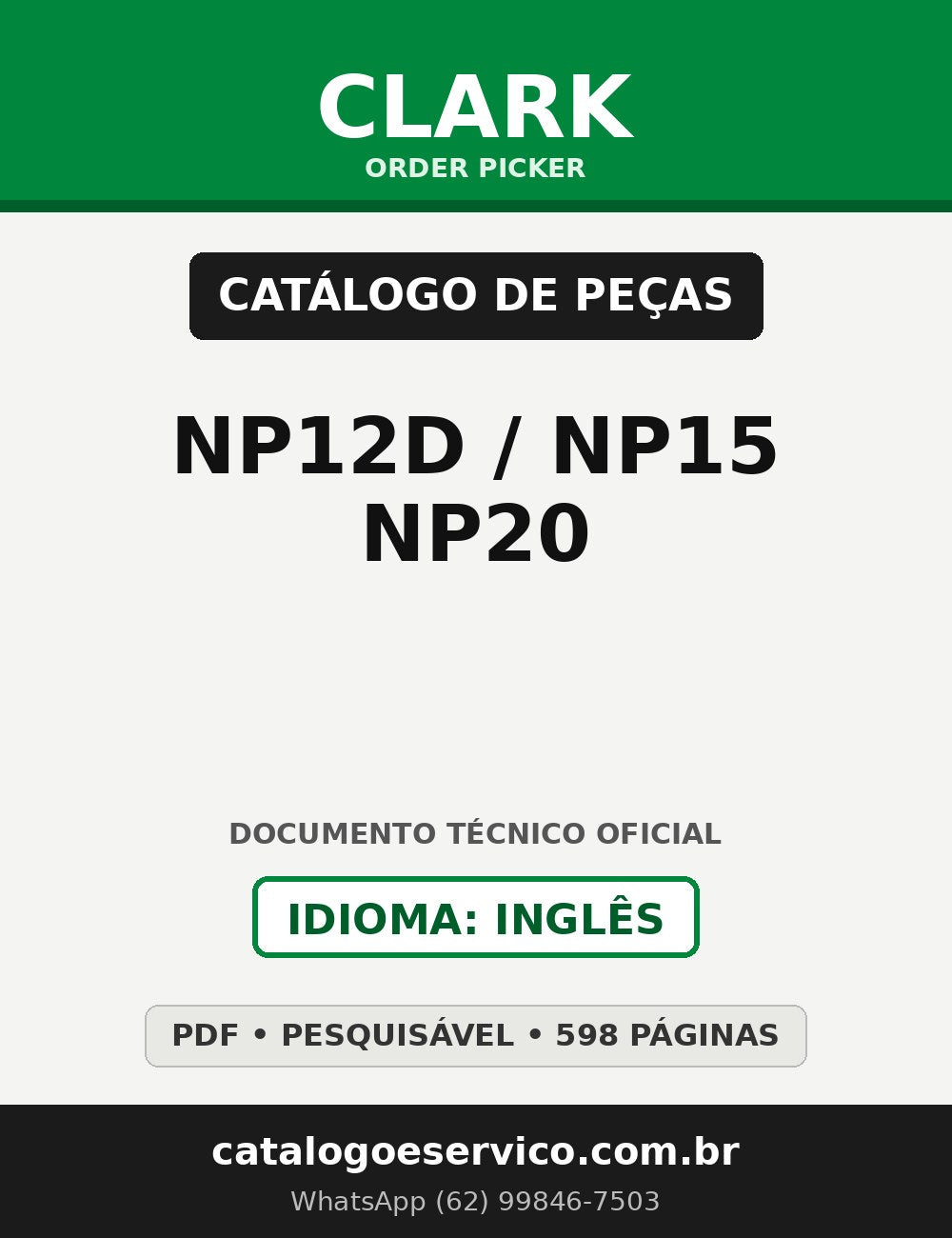 Catálogo de Peças Order Picker Clark NP12D / NP15 / NP20
