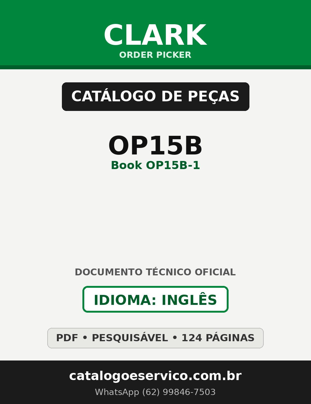 Catálogo de Peças Order Picker Clark OP15B (Book OP15B-1)