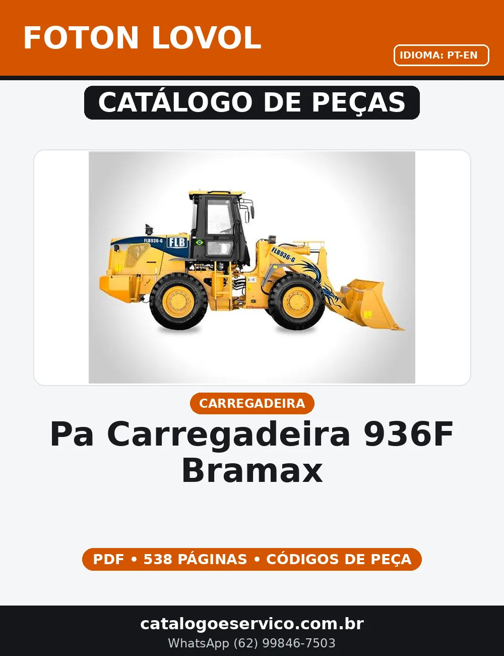 CATALOGO DE PEÇAS PA CARREGADEIRA 936F FOTON LOVOL BRAMAX — capa do catálogo de peças