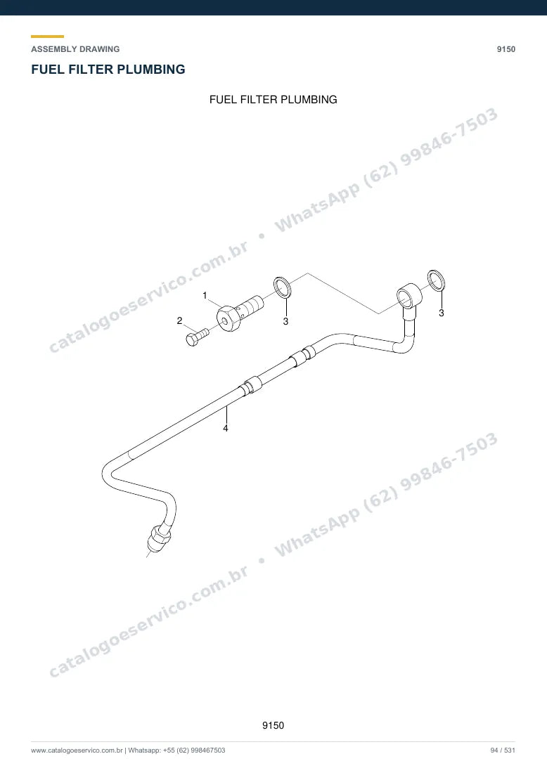 Catálogo de peças Hyundai HL730TM-7: desenho de montagem — combustível e injeção