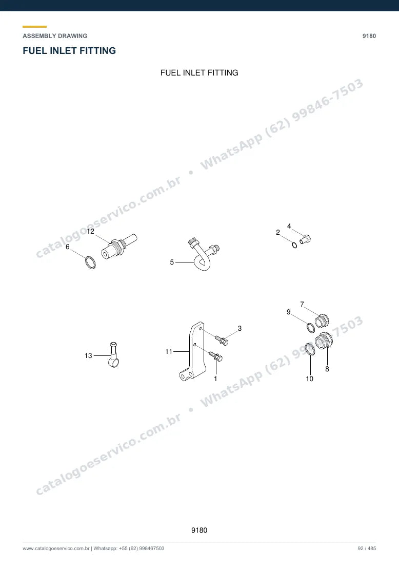 Catálogo de peças Hyundai HL730TM-7A: desenho de montagem — combustível e injeção