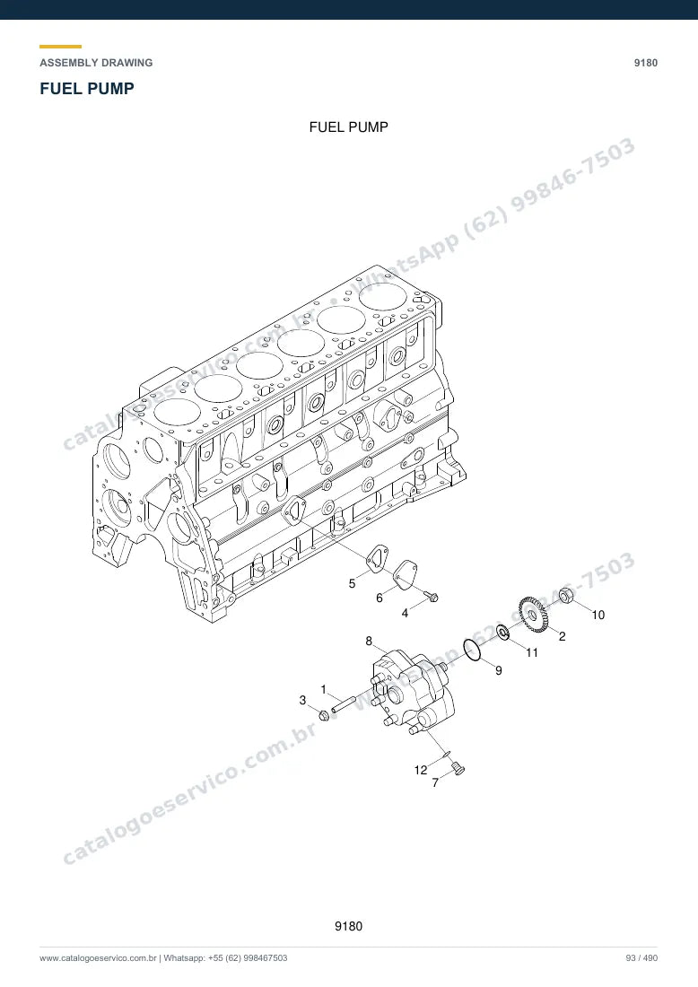 Catálogo de peças Hyundai HL740TM-7A: desenho de montagem — combustível e injeção