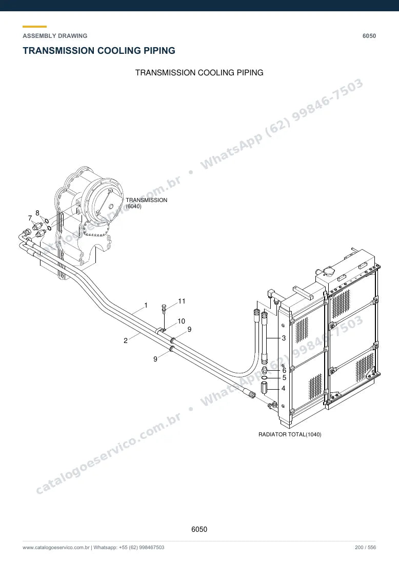 Catálogo de peças Hyundai HL757TM-7: desenho de montagem — tubulações hidráulicas
