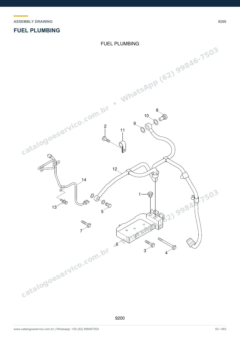 Catálogo de peças Hyundai HL757TM-7A: desenho de montagem — combustível e injeção