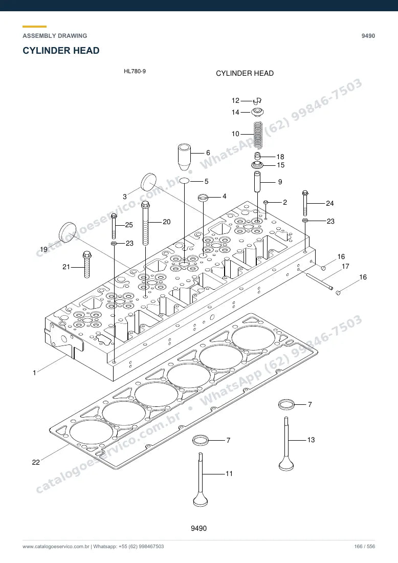 Catálogo de peças Hyundai HL780-9: desenho de montagem — motor e componentes internos (2)
