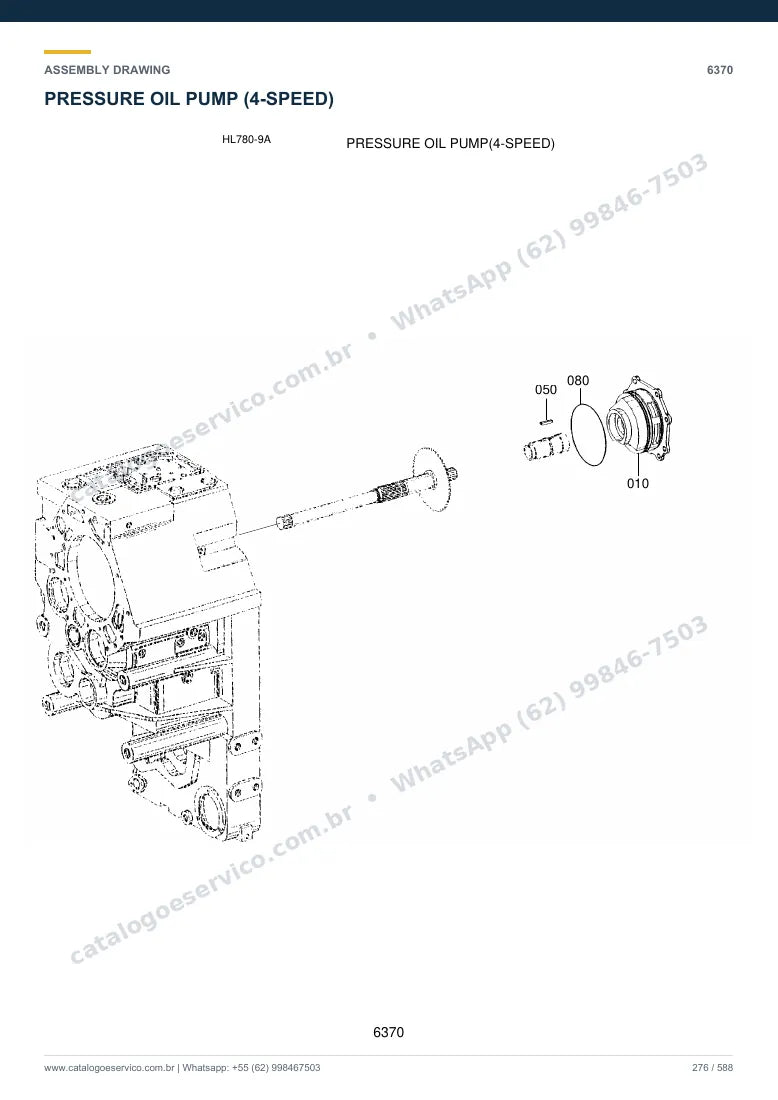 Catálogo de peças Hyundai HL780-9A: desenho de montagem — bomba hidráulica e válvula de controle (MCV)