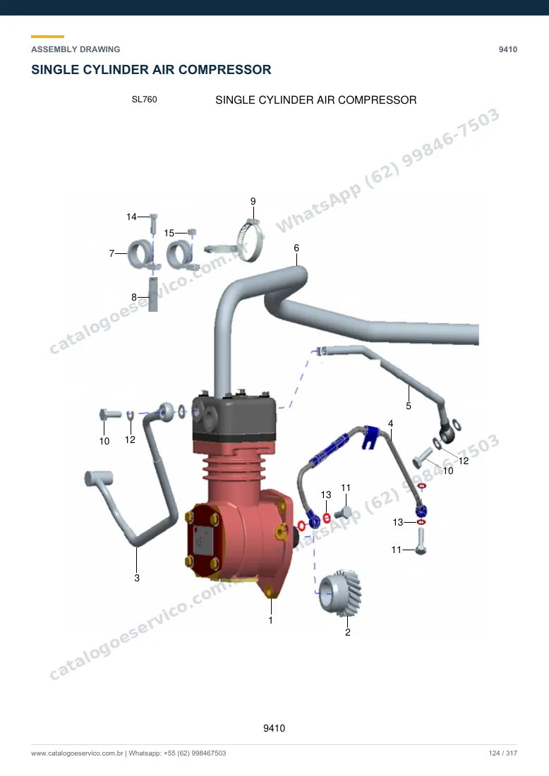 Catálogo de peças Hyundai SL760: desenho de montagem — cilindros hidráulicos