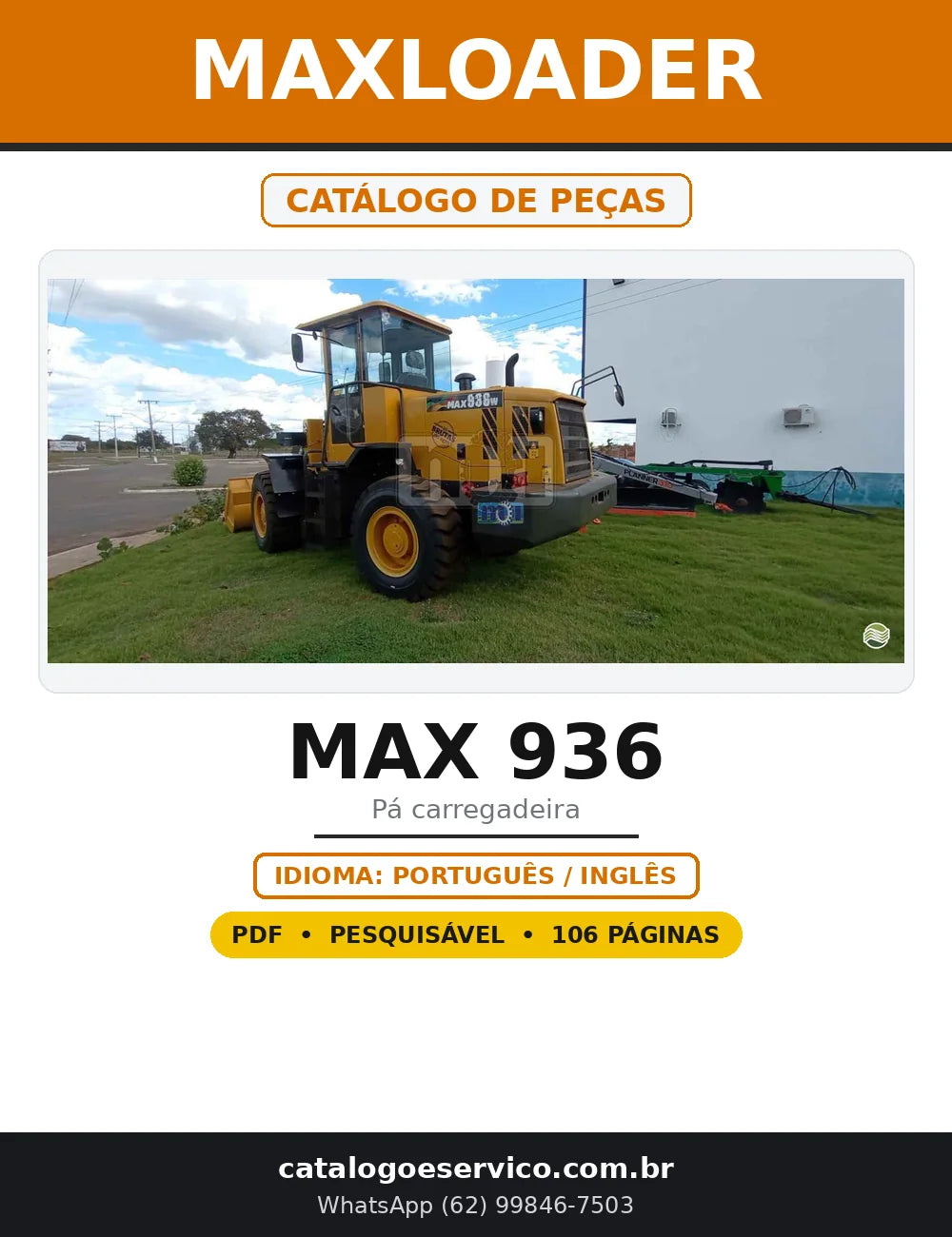 Capa do Catálogo de Peças Maxloader MAX 936 em PDF com 106 páginas