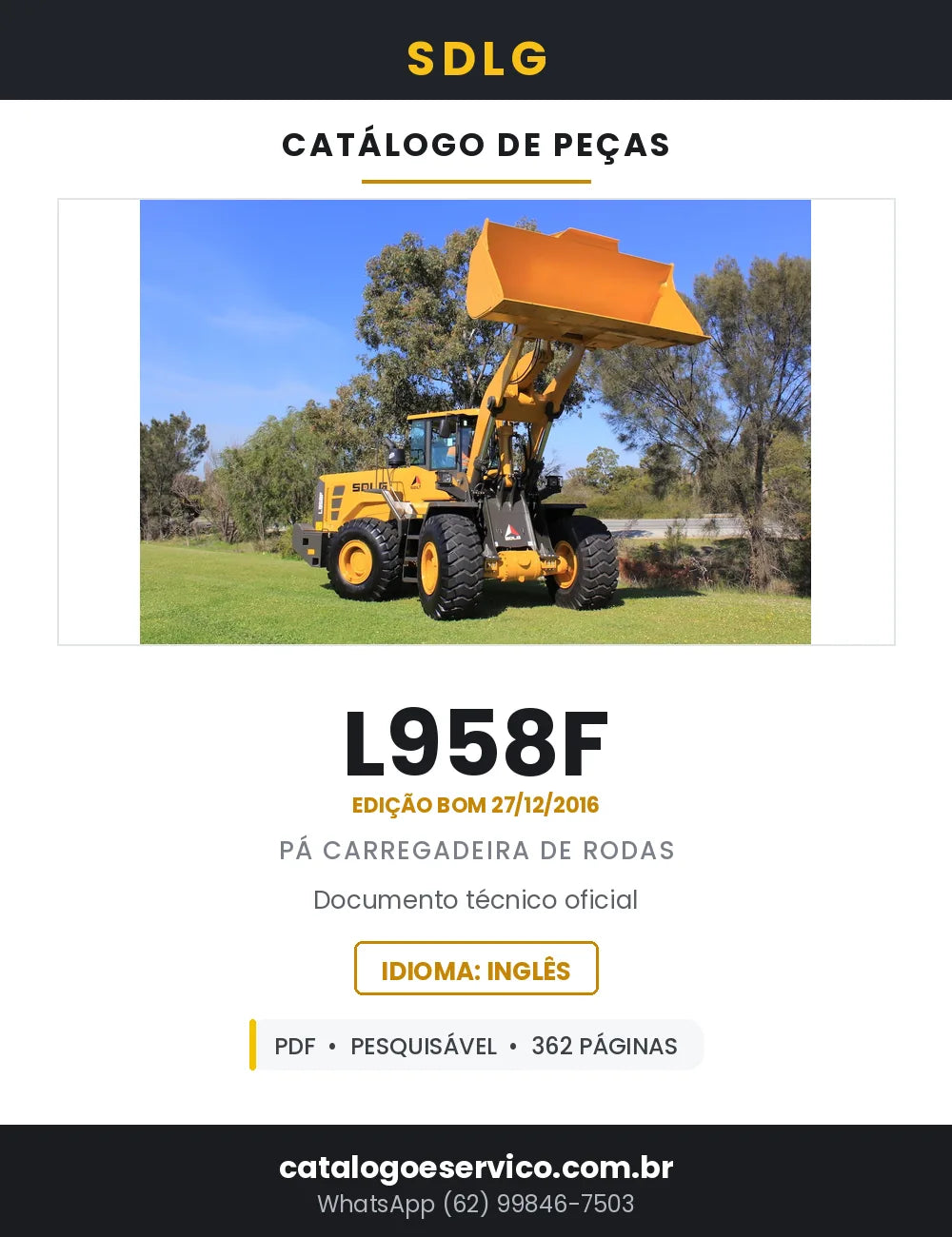 Catálogo de Peças SDLG L958F Pá Carregadeira — 362 Páginas em PDF — capa