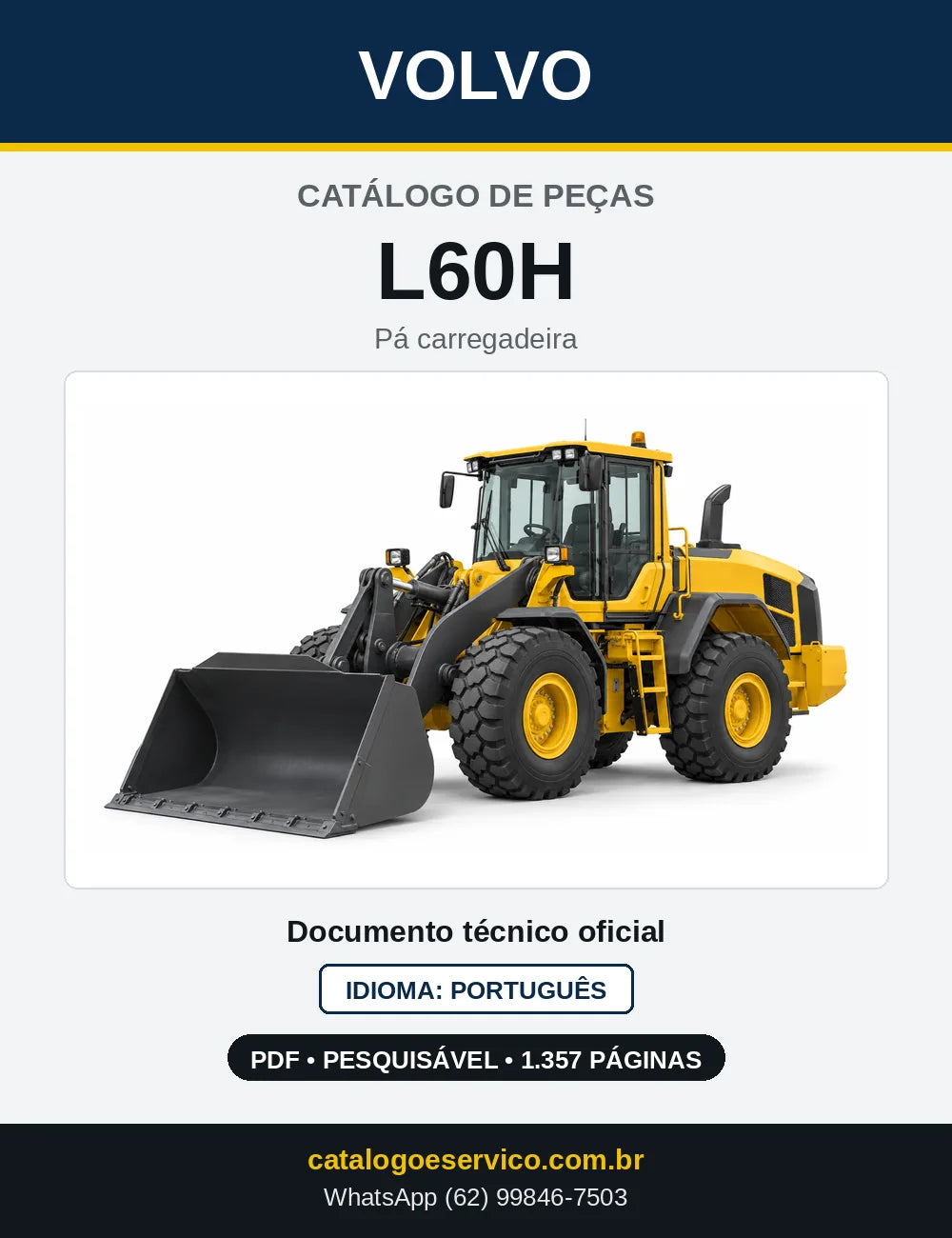 Capa do Catálogo de Peças Volvo L60H – pá carregadeira