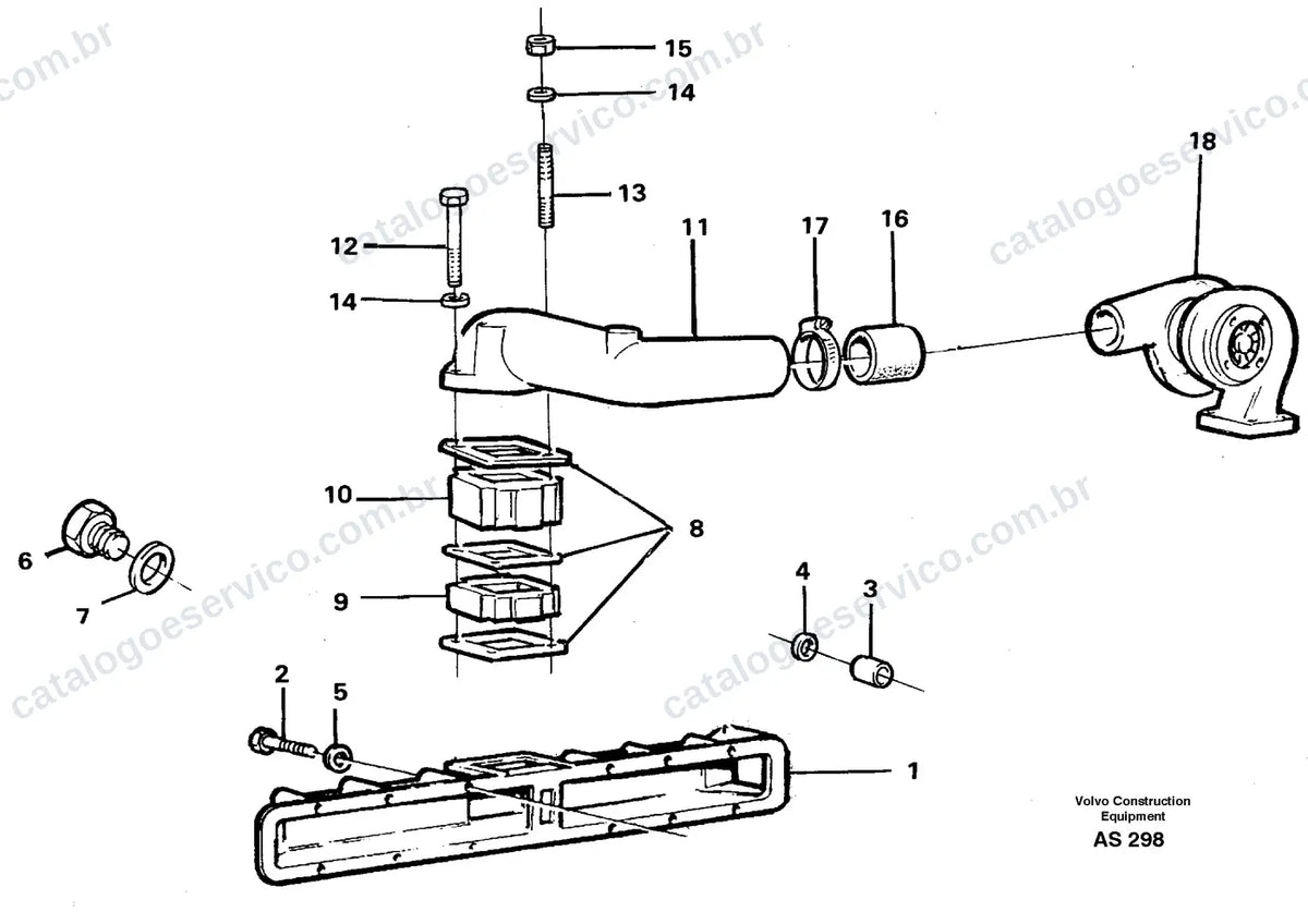 Vista explodida – motor – Catálogo de Peças Volvo L70C