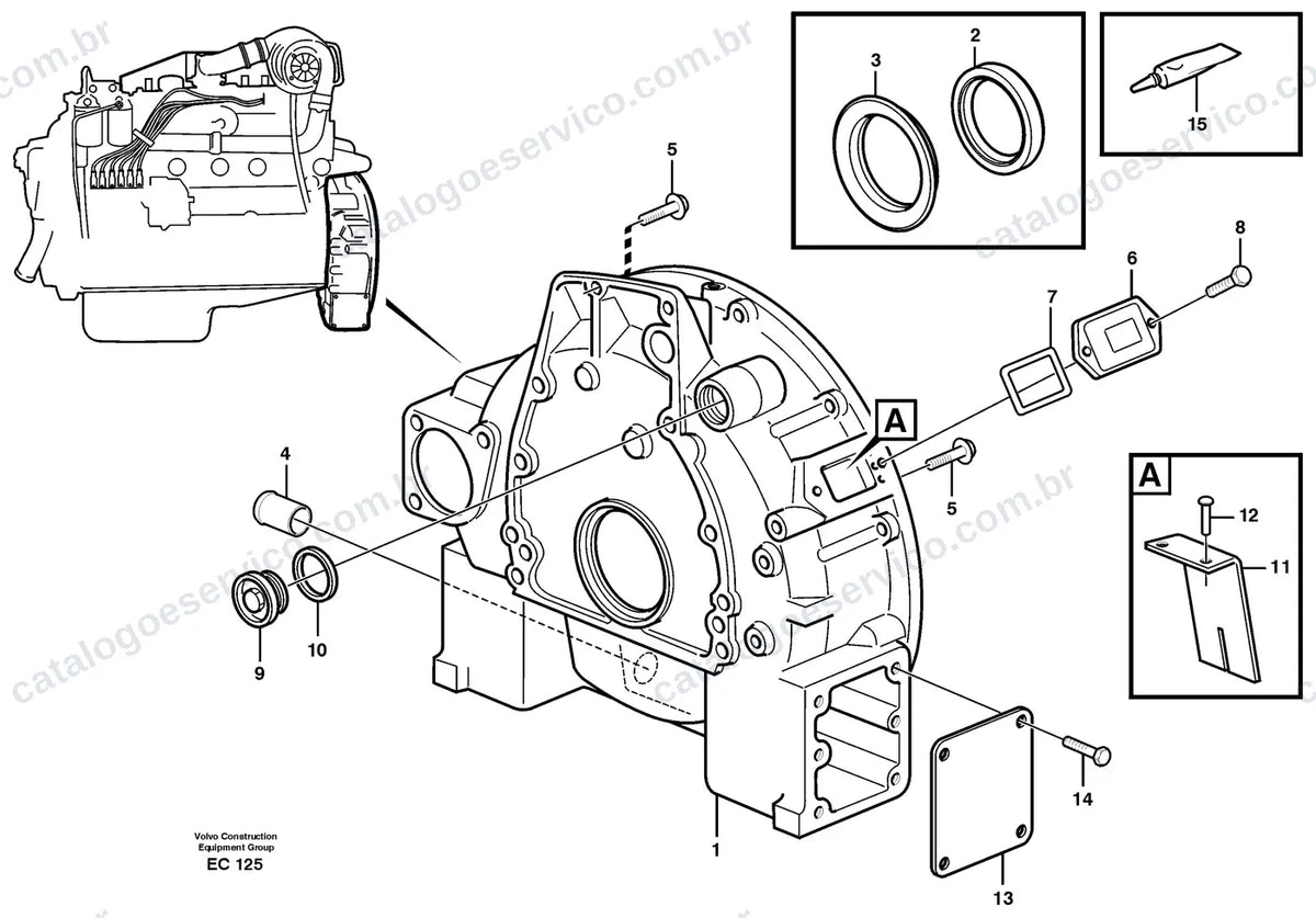 Vista explodida – motor – Catálogo de Peças Volvo L70D