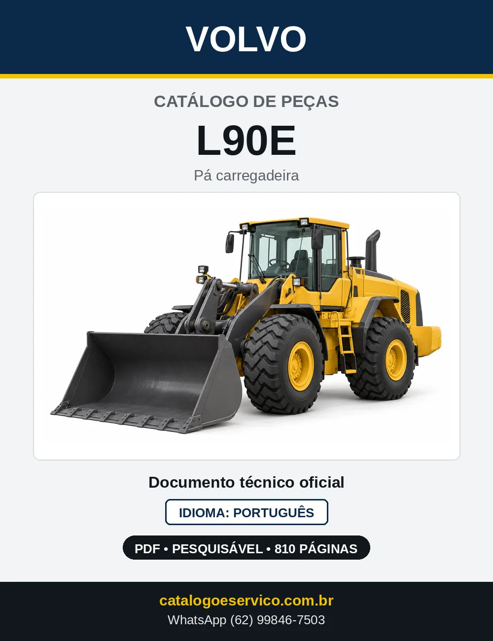 Capa do Catálogo de Peças Volvo L90E – pá carregadeira