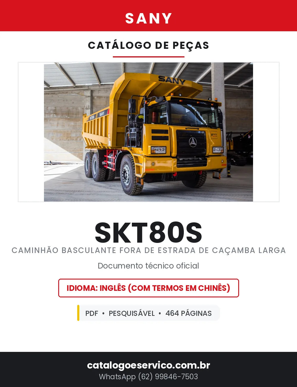Catálogo de Peças SANY SKT80S Caminhão Basculante Fora de Estrada — 464 Páginas em PDF — capa
