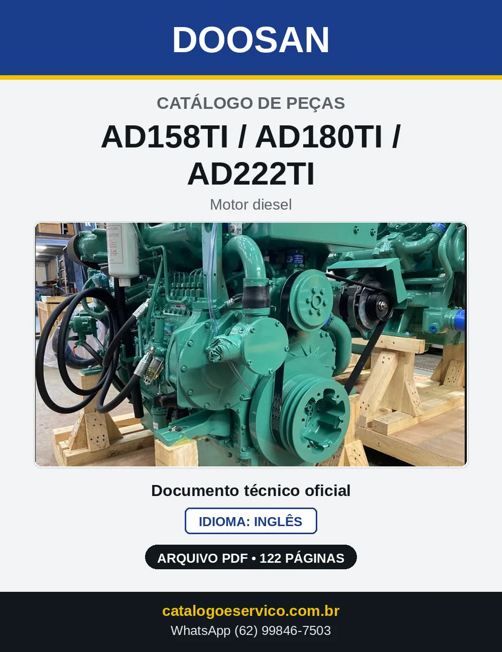 Capa do Catálogo de Peças Doosan AD158TI / AD180TI / AD222TI em PDF