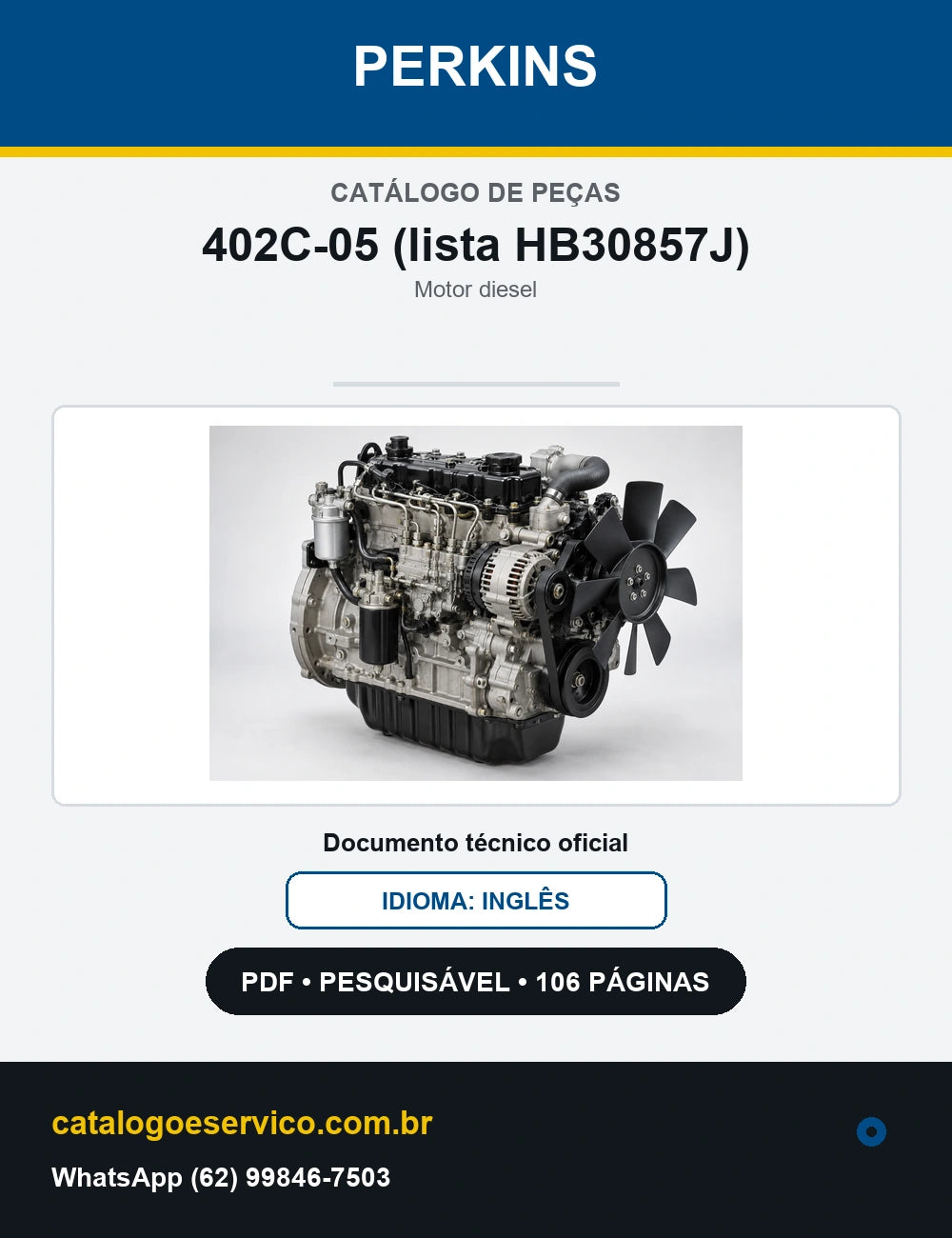 Catálogo de Peças Perkins 402C-05 (lista HB30857J) — capa