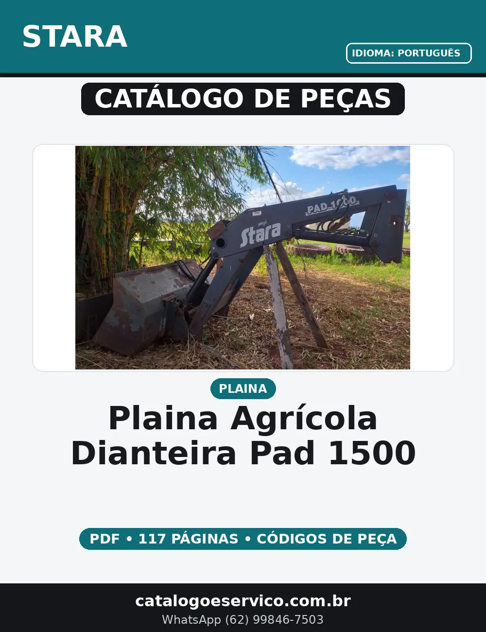 CATALOGO DE PEÇAS PLAINA AGRÍCOLA DIANTEIRA STARA - PAD 1500 — capa do catálogo de peças