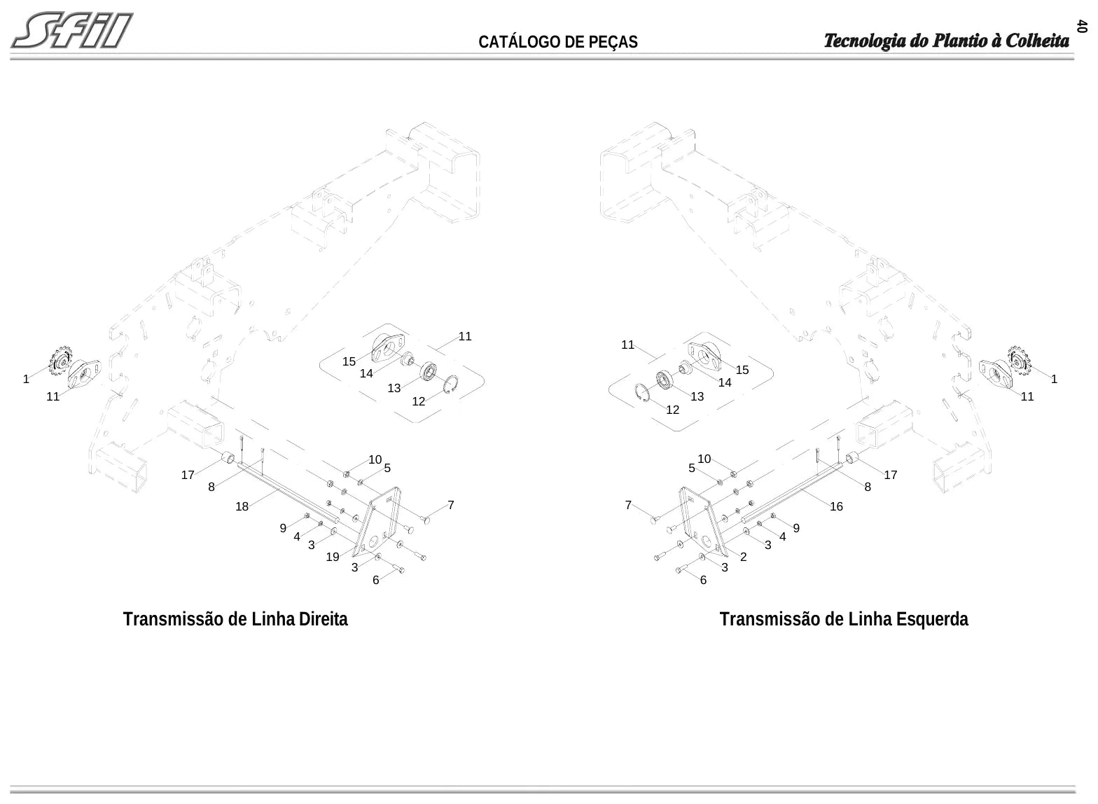 Detalhe de conjunto do Catálogo de Peças SFIL SS HY-TECH 11/12/13000 com as referências de fábrica