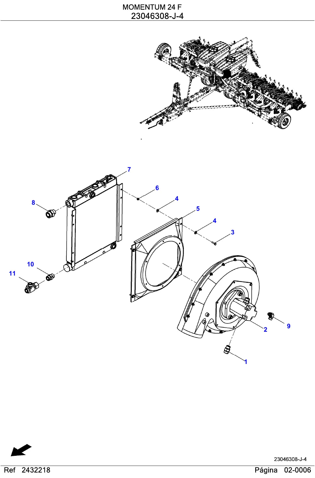 Página ilustrada do Catálogo de Peças Massey Ferguson Momentum 24F com as posições numeradas