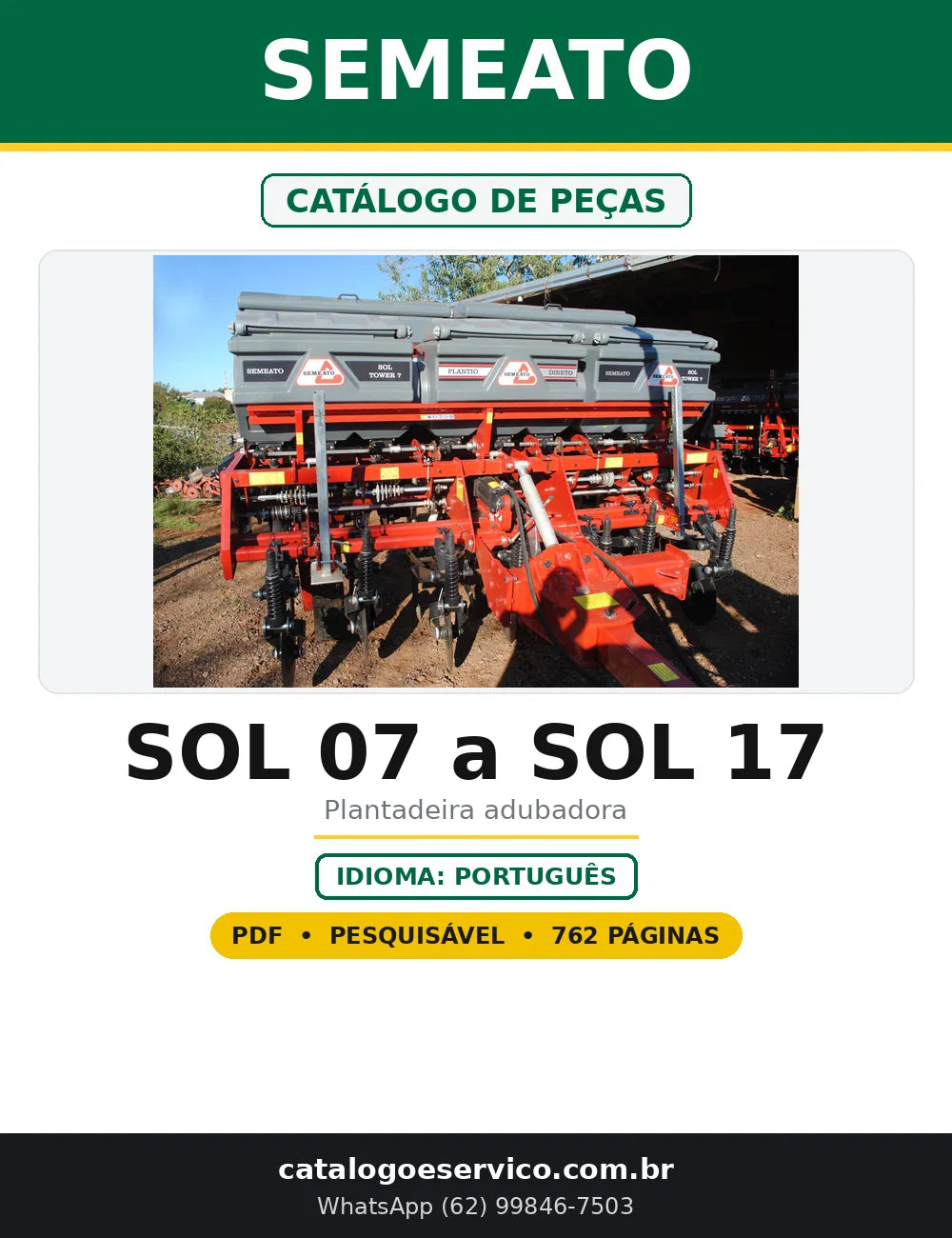 Capa do Catálogo de Peças Semeato SOL 07 a SOL 17 em PDF com 762 páginas