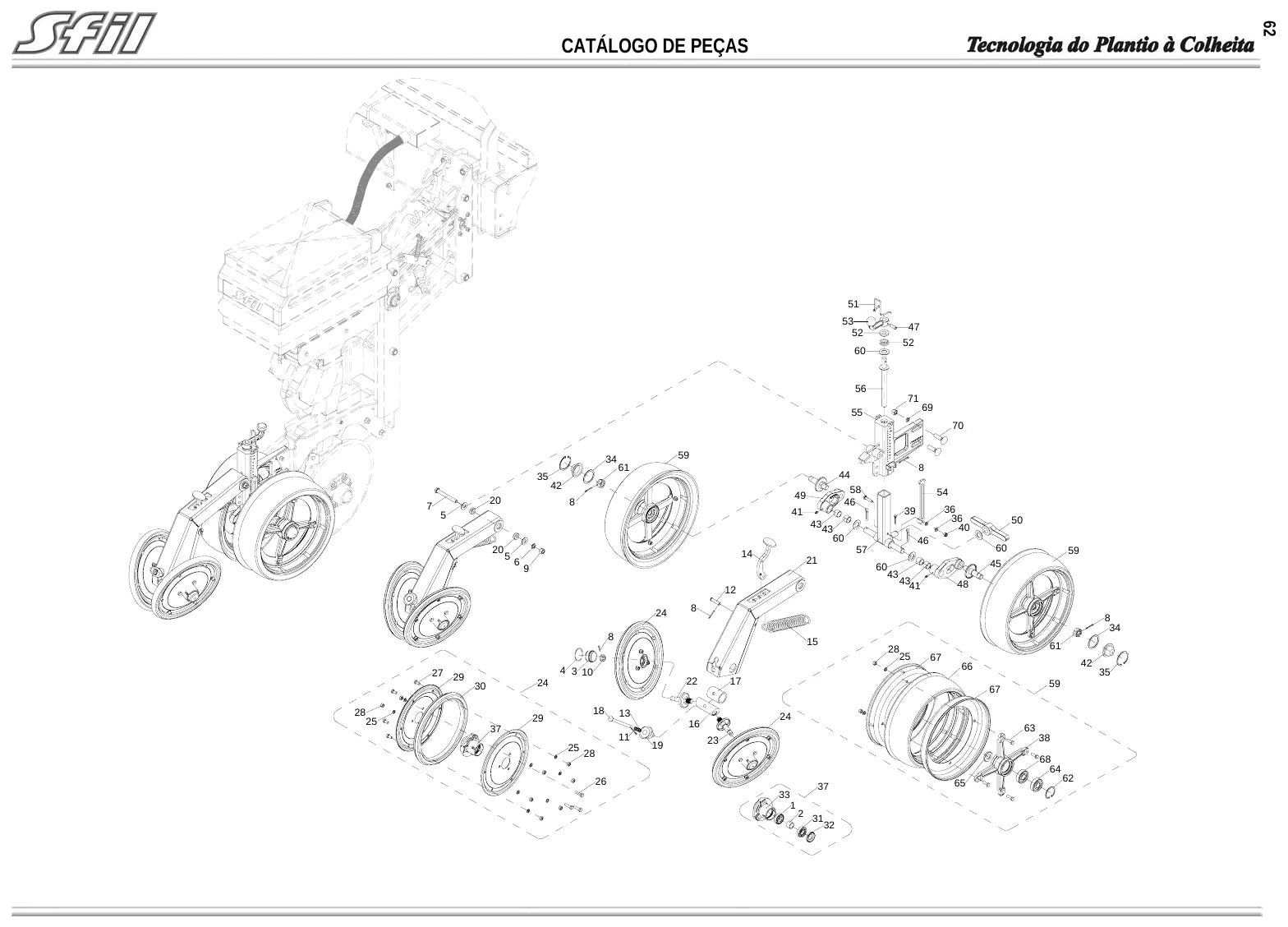 Detalhe de conjunto do Catálogo de Peças SFIL SS HY-TECH 15/17/19000 com as referências de fábrica