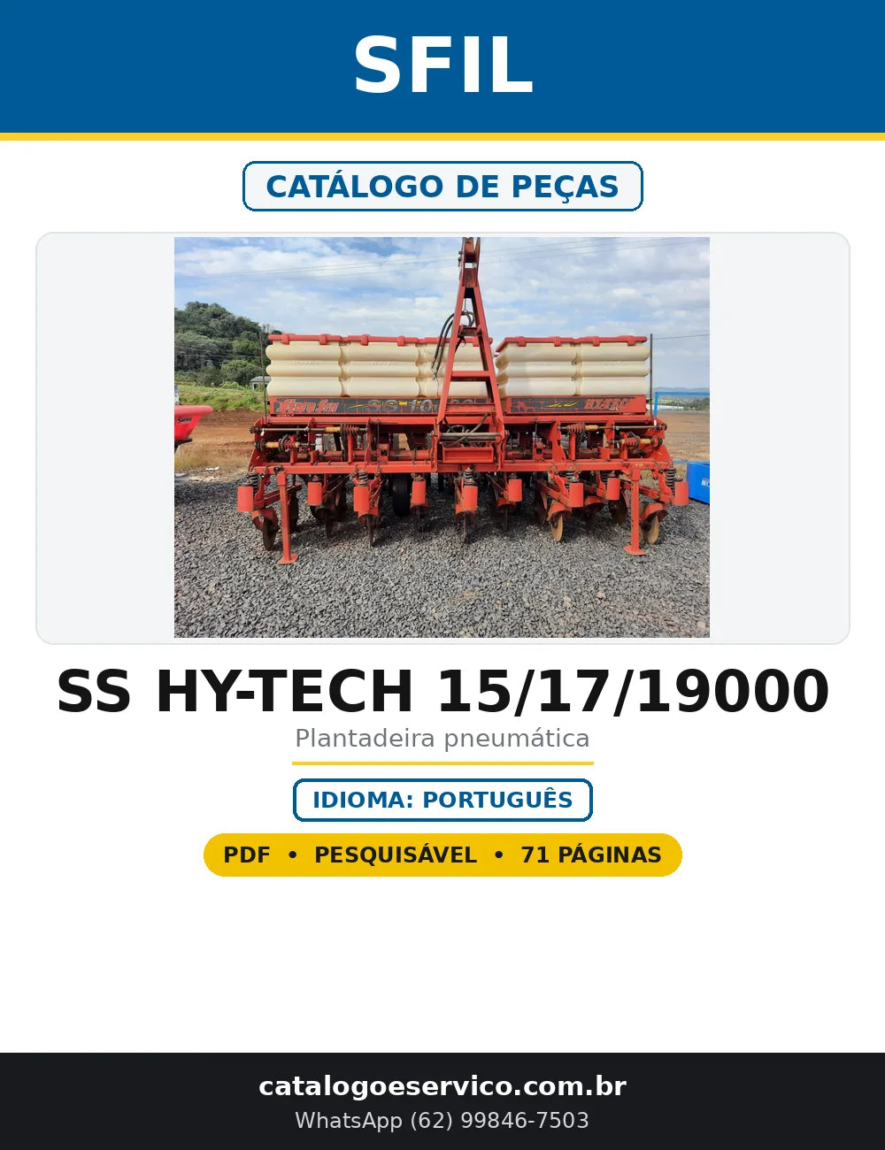 Capa do Catálogo de Peças SFIL SS HY-TECH 15/17/19000 em PDF com 71 páginas