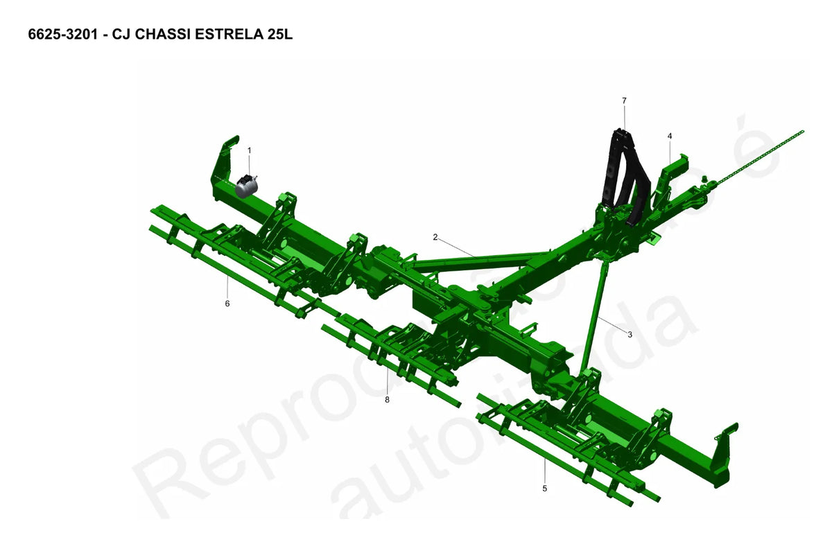 Vista explodida da distribuição de semente 6625-3215 da Stara Estrela na configuração 25x45