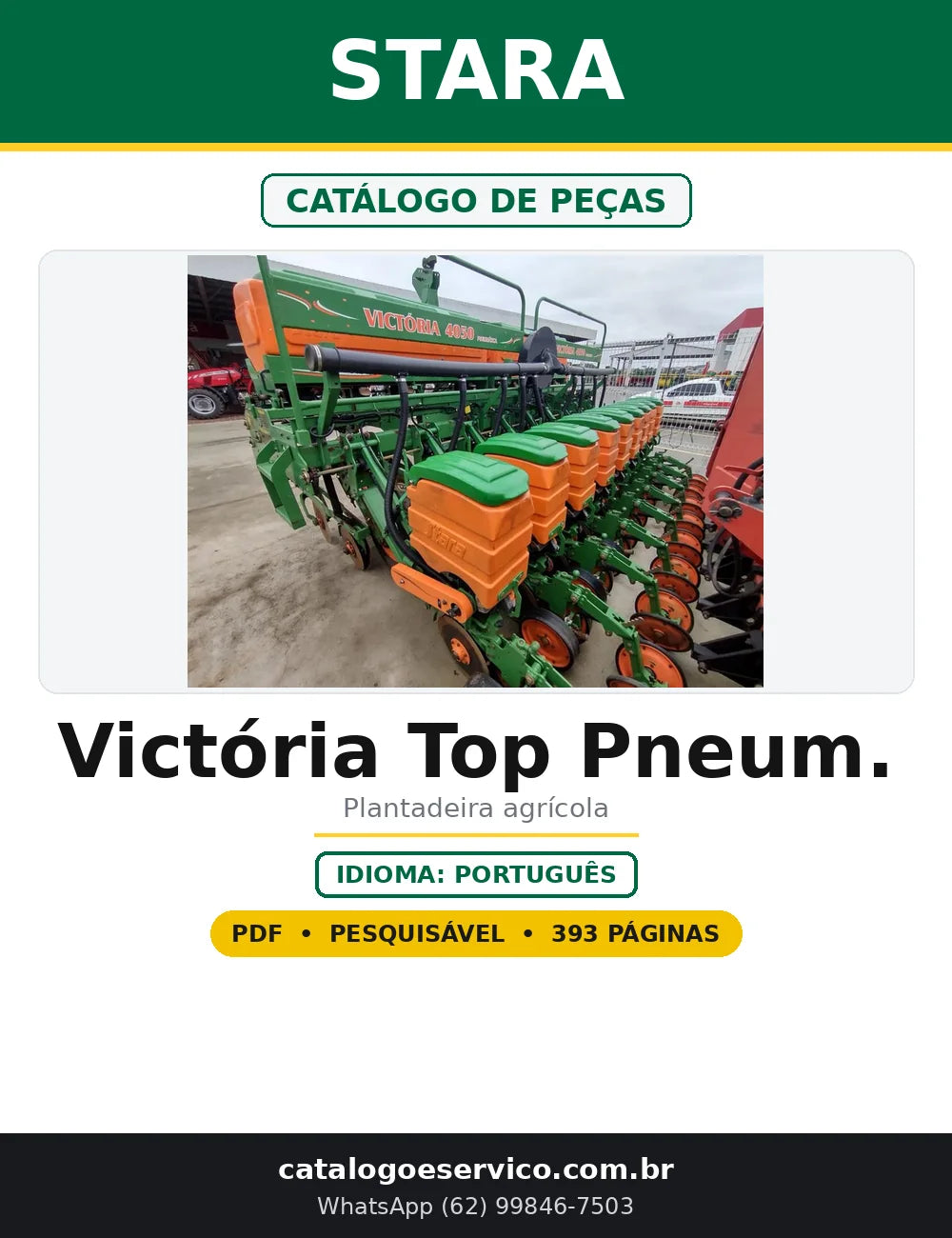 Capa do Catálogo de Peças Stara Victória Top Pneum. em PDF com 393 páginas