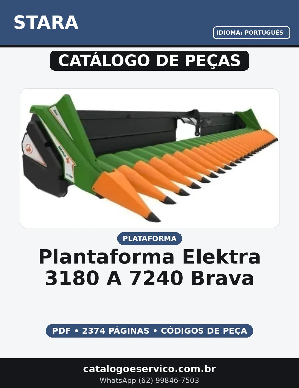 CATALOGO DE PEÇAS PLANTAFORMA  ELEKTRA STARA 3180 A 7240 BRAVA — capa do catálogo de peças