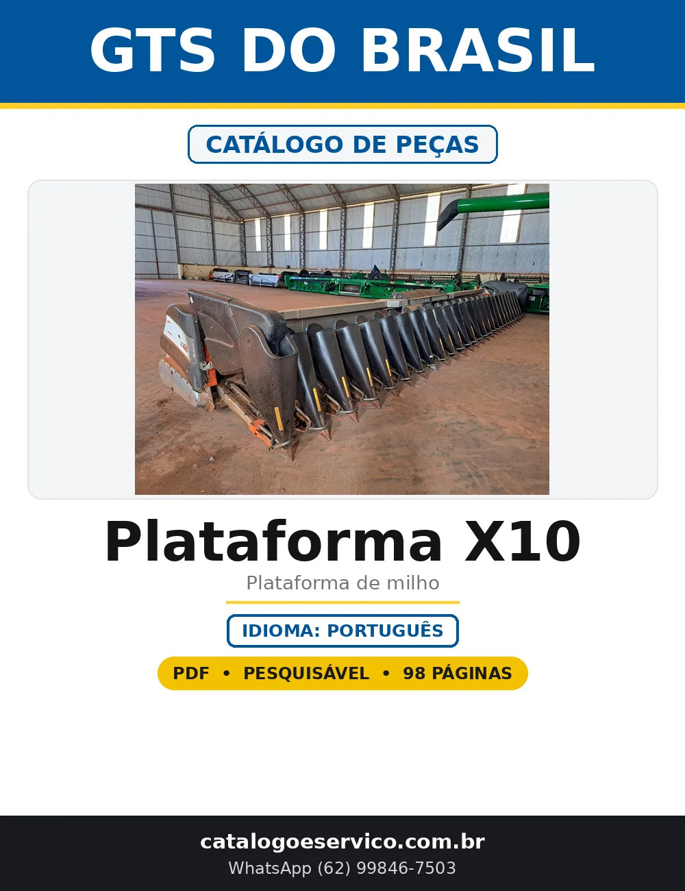 Capa do Catálogo de Peças GTS do Brasil Plataforma X10 em PDF com 98 páginas